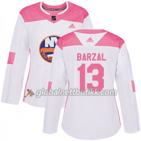 New York Islanders Hockeydrakt Mathew Barzal 13 2017-2018 Hvit Rosa Fashion Adidas Authentic - Dame